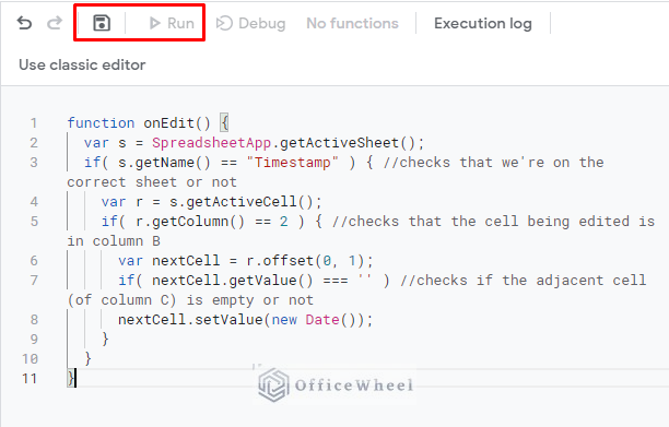 save and run the script